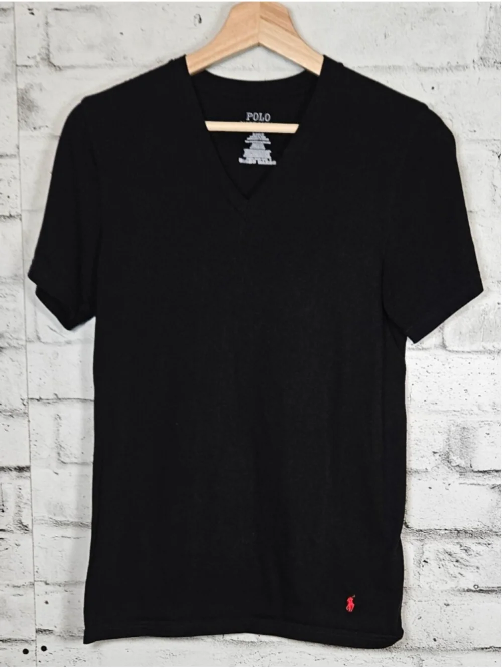 Polo Ralph Lauren Classic Fit Black V Neck Cotton T Shirt Small
